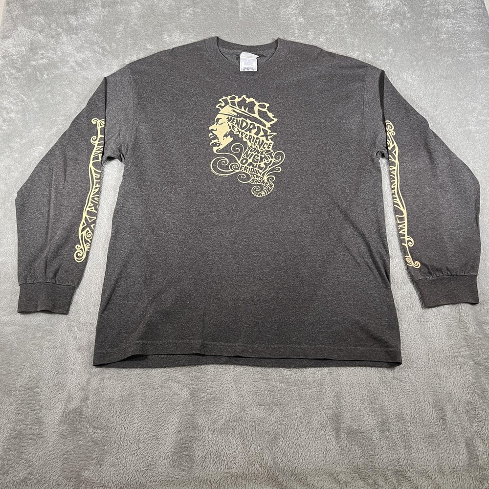 Jimi Hendrix Shirt Mens XL Gray Long Sleeve Band Graphic Rock Music Concert 2004